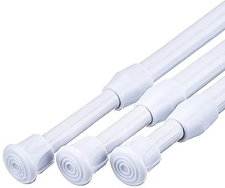 MUHOO Klemmstange 3 Stücke, Gardinenstange zum klemmen, Teleskopstange Vorhang, nutzen als Kleiderstange/Vorhangstange/DIY Regal - Weiß(42-70cm, Ø14mm)