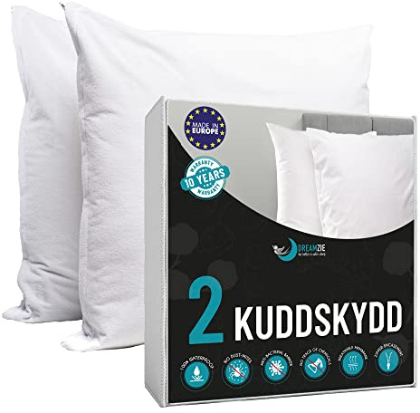 Dreamzie - Protège Oreiller 60x60 cm - Imperméable - Coton - Lot de 2