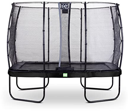 EXIT Toys Elegant Rechteckiges Trampolin - 214x366cm - Mit Economy Sicherheitsnetz - Mit Fußschutzsystem - Rostfrei - Wasserbeständig - Einfache Montage - Trampolin Garten - Schwarz