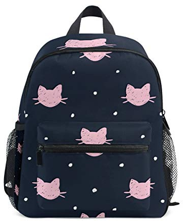 Sac à Dos Enfants Rose Chat Polka Dot Marine Sac de l'école Maternelle pour Enfants en Bas âge pour garçons Filles