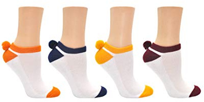 Everything Legwear Sock House Co. Pom Pom Socken (4 Paar) – Team Spirit Athletic Socken – passend für Damenschuhgröße 37-45, Mehrfarbig/Meereswellen (Ocean Tides), Shoe Size: 4-10