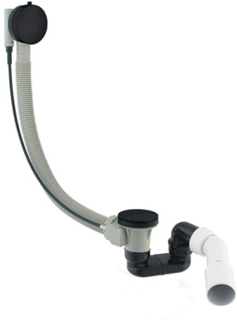 Omnires TK104-PLUS-3.43+64-SBL, Badewannenüberlauf und Abflusssiphon CGS, Matte black