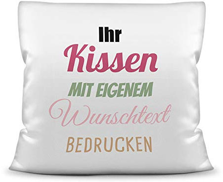 Print Royal Kissen selbst gestalten mit WUNSCHTEXT - individuell Bedruckt mit eigenem Text oder Namen - Personalisierte Geschenkidee/Kopfkissen mit Spruch beschriften - Kissen Polyester - Weiß