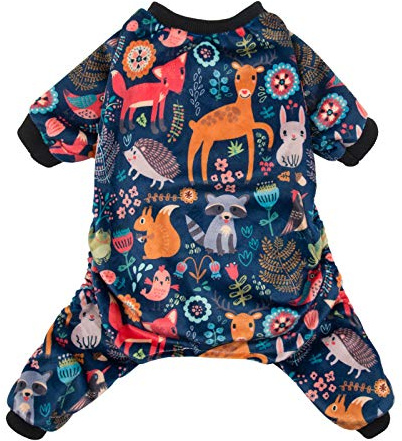 CuteBone Hundpyjamas skog familj hundkläder hund jumpsuit husdjurskläder pyjamas kappa P75XL