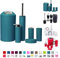 GMMH Lot de 6 Accessoires de Salle de Bain avec Distributeur de Savon et Brosse WC Motif Turquoise