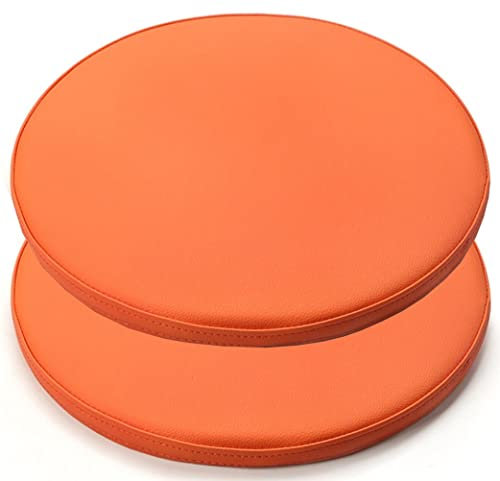 GYL-JL Rundes Stuhlkissen Rundes Hockerkissen Memory-Schaum Stuhlkissen Leder wasserdichte rutschfeste Runde Sitzkissen (Color : Orange, Size : 30 * 30CM(2packs))