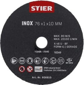 STIER Trennscheibe Edelstahl/Inox 76 x 1 x 10 gerade 10 Stk