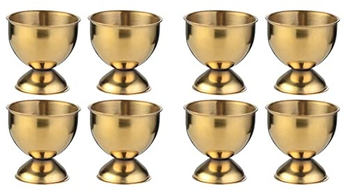 KVSERT 8 x Eierbecher-Set Edelstahl, gekochte Eier und weiche Tablett, Werkzeughalter, Küche, Gold