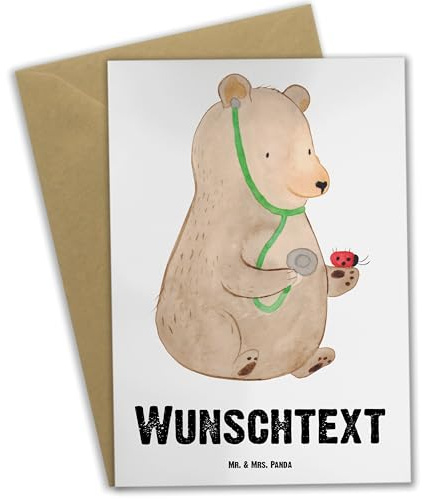Mr. & Mrs. Panda Personalisierte Karte Bär Arzt - Geschenke, grußkarte personalisiert, Teddy, personalisierbar, Ärztin, Doktor, Professorin, individuelle, Professor, Grußkarten