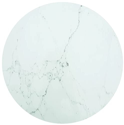 homiuse Tablero de Mesa Vidrio Templado diseño mármol Blanco Ø90x1 cm Cristales para Mesas Tablero para Escritorio Es Ideal para Mesas De Comedor Mesas De Centro Mesas De Jardín Seguro Y Duradero