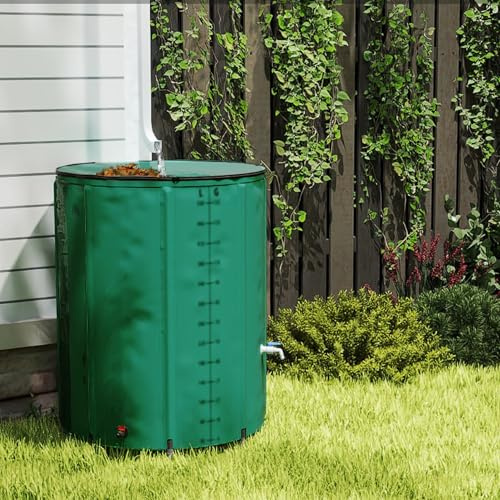 Aufun Barril de Lluvia 750L Plegable, Barril de Agua de Lluvia Tanque de Agua, Tanque de Agua de Lluvia con Válvula de Drenaje, Fácil Almacenamiento, Resistente al Óxido y a la Intemperie