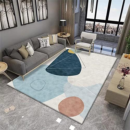 RUGMRZ Area Rug Webteppich Mädchen Teppich Kinderzimmer Blaues Print-Design, braunes Farbschema, modern und anpassbar 80X120cm