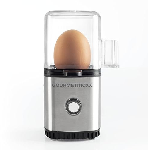 GOURMETmaxx Design Eierkocher für 1 Ei | kompakter Egg Boiler | Egg Cooker mit Eierstecher, Messbecher & Signalton | 3 Härtegrade | leichte Reinigung & spülmaschinenfeste Teile