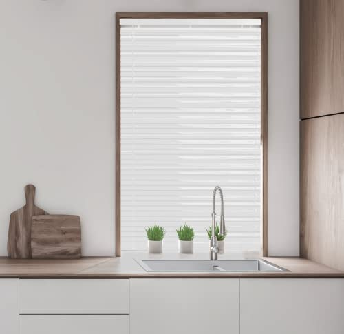 Made to Measure 25mm Metal Aluminium Venetian Blinds Home Office Easy Fit Strings Twist Wand White 120cm x 150cm