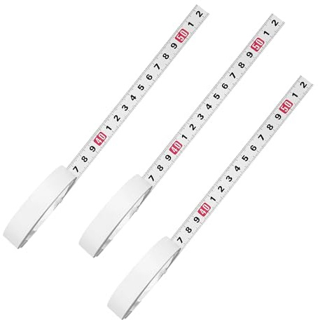 TIANNAIT 3 pieces of 1m self-adhesive scale, white paint tape measure, white carbon steel ruler with glue, suitable for workbench, desk, wall, column