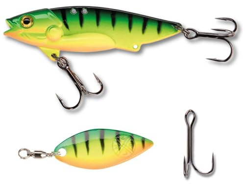 LMAB Techno Vibe - Vibration Bait - 3 Größen, Zikade, Blade Bait, Lipless Crankbait, Angelköder Raubfischangeln, Angel Köder Zander & Barsch, Zikaden, Spinner Blatt (25 Gramm | 6,5 cm, Firetiger)