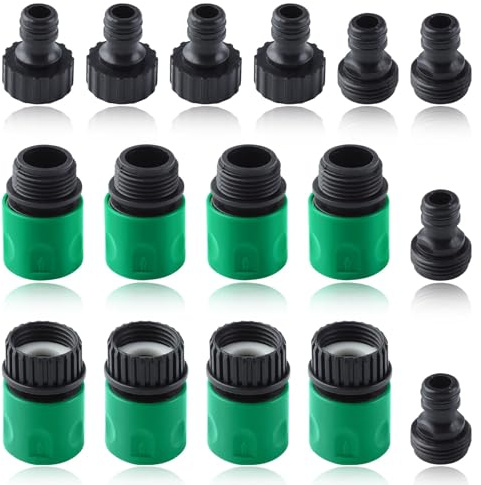 GOLD DEER 16 Stück Gartenschlauch-Schnellverbinder, 3/4 Zoll, Kunststoff-Wasserschlaucharmaturen, männliche und weibliche Anschlüsse, Schnellspanner-Schlauchverbinder, Schnellverbindung, Starter-Set,