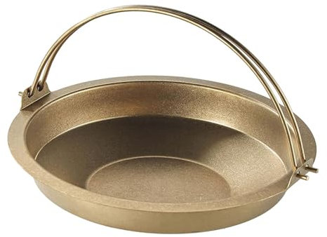 Baoblaze Nabe-Topf, Sukiyaki-Pfanne mit Griff, Edelstahl, japanischer Stil, ohne Deckel, Camping, runder Nudeltopf, Sukiyaki-Nabe-Topf, 22 cm Gold