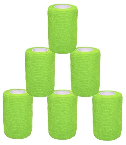 6 Rouleaux Bandage Autoadhésif Bande Cohésive Elastique Compresses non Tissées Strapping Immobilisation pour Poignet Genou Cheville Pied et Main 7,5 cm x 4,5 m (Vert)