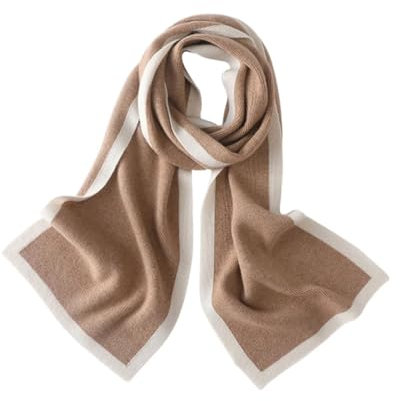 Damen Winterschal, warm, dick, lang, Kaschmir-Strickschal, Patchwork-Farbe, Khaki9, One size