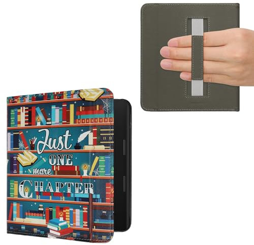 kwmobile Klapphülle kompatibel mit Tolino Epos 3 Hülle - Flipcase für den eReader mit Handschlaufe - Bibliothek Motto Mehrfarbig