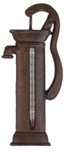 World of Weather Thermomètre Pompe Manuelle en Fonte - Marron - H 19,9 Cm