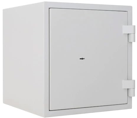 FELGNER Möbeltresor HOME Fire Pro 46 K mit Doppelbartschloss | Stahl-Tresor für Dokumente und Wertsachen | Feuerschutz 30 Minuten | Widerstandsgrad S2 | mit Fachboden + 2 Schlüssel | Lichtgrau