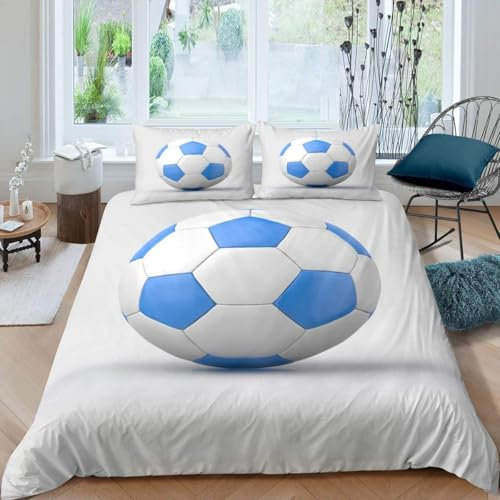 Sets De Housse De Couette 240X260 Cm Football 2 X Taies d'oreiller 65X65 Cm,3D Linge De Lit Ado Imprimé Parure De Lit avec Fermeture pour 1/2 Personnes Anti-Rides Et Anti-Allergi-68744948130