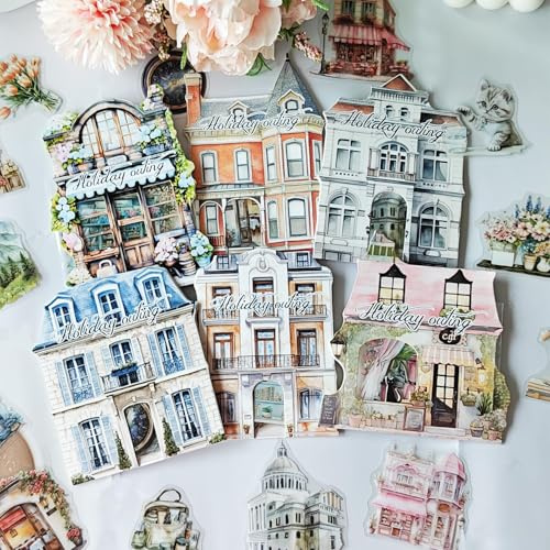 Scrapbook Stickers Set,180 Stück Scrapbooking Zubehör Aufkleber in PET,Travel Journaling Zubehör for Scrapbooking,Junk Journal,Bullet Journal,Alben,DIY Craft(Holiday Travel)