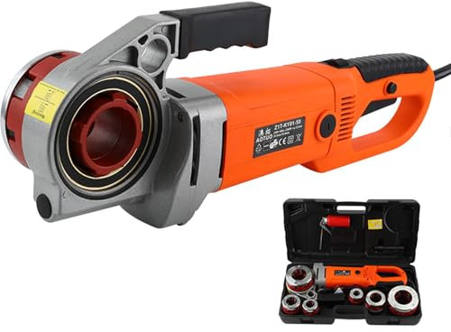 LYDBMYT 2000 W/2300 W elektrischer Rohrgewindeschneider mit 6/4 Schneideisen, 1/2 Zoll bis 2 Zoll (1/2 - 1 1/4) Rohrgewindeschneidköpfe, Ratschen-Rohrgewindeschneider-Set mit Tragetasche (6 Köpfe)