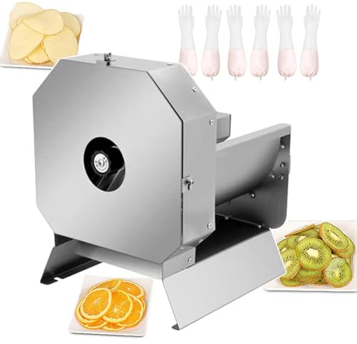 forplubossmmp Trancheuse À Légumes Commerciale, Trancheuse Électrique - Électrique Et Manuel, Coupe-Légumes Électrique Professionnel, Trancheuse À Aliments en Acier Inoxydable (avec 3 Gants),Square
