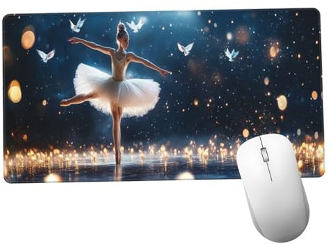 Ballet Alfombrilla Ratón 1400x600x3mm Alfombrilla Raton XXL con Base de Goma Antideslizante, Accesorios Gaming Pájaro, Ordenador Gamer Regalos, Mouse Pad Gaming Mejora La Precisión Y La Velocida Y178
