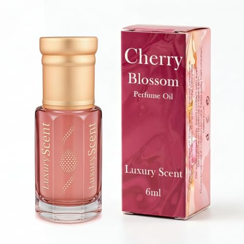 Perfume Oil Cherry Blossom Roll-On 6ml – Alcohol Free Arabian Attar – Fruity Floral Long Lasting Perfume for Women – Vegan Cruelty Free Travel Size Arabic Inspired Fragrance with Elegant Sweet Notes