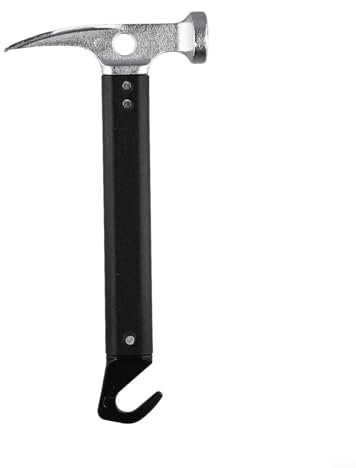 Martillo de tienda de campaña, diseño de doble cabeza, multifunción, para tienda de campaña, martillo extractor de clavos, agarre cómodo y antideslizante