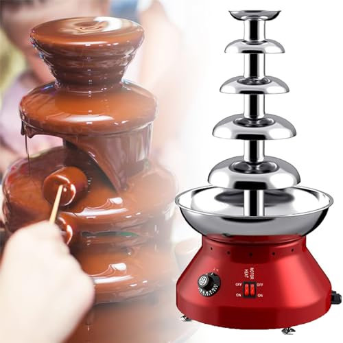 Jrcfnss Fuente de Chocolate Comercial de 5 Niveles, Fondue de Fuente de Chocolate con Ajuste de Temperatura de 0~110 ℃, Cascada de Fondue calentadora de Chocolate para Fiesta Boda