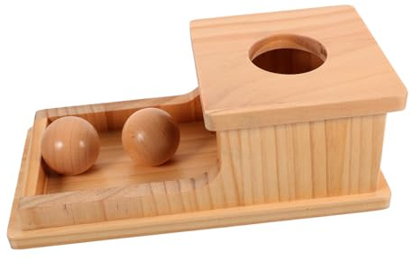 Milisten Caja De Balones De Madera Juguete Educativo para Bebés Caja De Permanencia De Objetos Juguete Sensorial De Balones para Lanzar