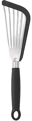 Espátula espátula de acero inoxidable ranura de silicona antiadherente tinta de huevo para freír la carne de res - mango cómodo (Negro)