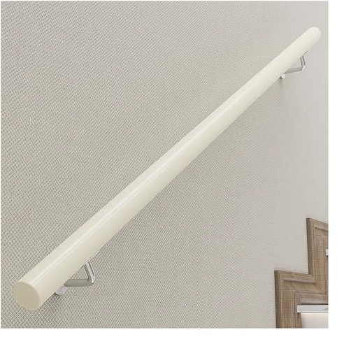 White Wooden Handrails for Stairs,Round Staircase Railings Wall Mounted, Home/Office/Lofts Non Slip Grab Bar (80cm)