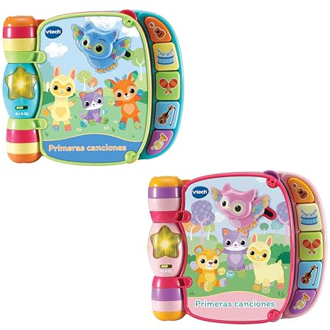 VTECH BABY Pack 2 Libros Primeras canciones + Rosa, Libros Interactivos de Aprendizaje, Canciones Populares, Juguete Bebés +6 Meses, Versión ESP