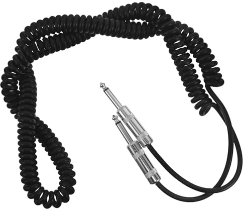SUPVOX Coiled Spring Instrument Cable 6.35/6.5 Mm Jack Connectors for Electric Guitar and Bass with High Fidelity Transmission and Obstruction Protection, for Studio and Touring Use,