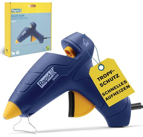 Rapid EG212 Pistola de cola termofusible para manualidades y reparaciones domésticas, Barras de cola de 12mm, Diseño ergonómico con gatillo de agarre suave y soporte ajustable