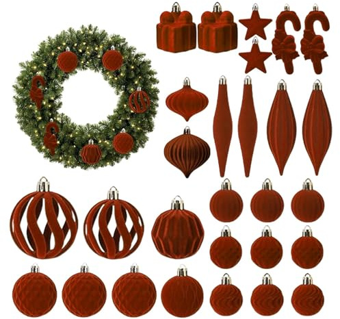 Palle Di Natale In Velluto | Pendente Decorativo Per Le Vacanze | Decorazioni Per Albero Di Natale Antirottura - Per Esterno Davanzali Cortile Riunioni Familiari Feste Portico Giardino