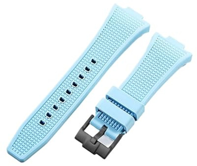 PNESHGTT Kompatibelt med Tissot PRX klockarmband Super Player T137.407-410 gummi, silikon, icke-askfärgat klockarmband 26-12 mm klocktillbehör(Light blue Black)