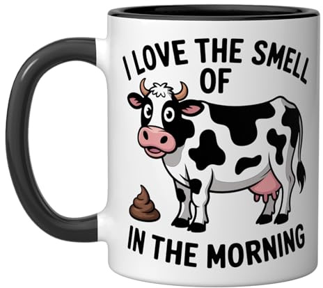 I Love The Smell Of Cow Poop In The Morning Ranch Life Ceramic Mug, Black/White