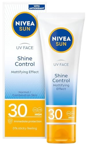3er Pack - NIVEA SUN Sonnencreme/Gesichtscreme SPF 30 Shine Control Mattierende - 50 ml
