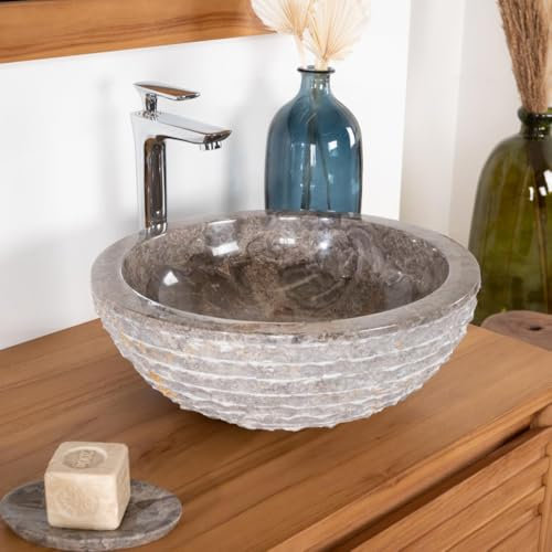 Wanda collection - Vasque en Pierre de Salle de Bain Vésuve Gris 40cm