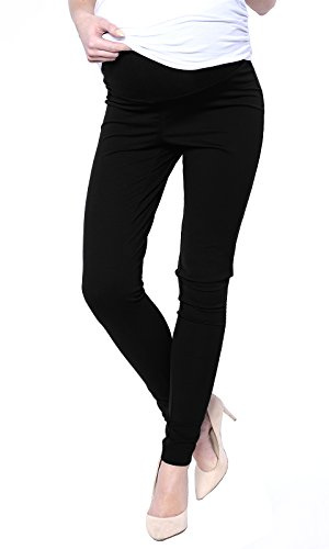 Mija - Elegante Damen Slim Umstandshose mit Bauchband 1046 (EU40 / L, Schwarz)