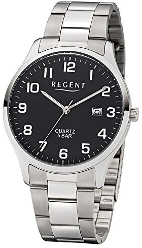 Regent Herren Analog Quarz Uhr mit Edelstahl Armband 11150697