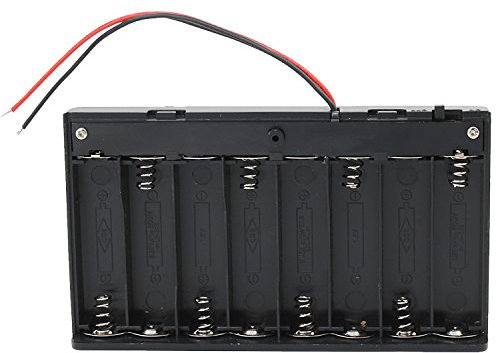 KEESIN AA 12V Battery Holder Case Plastic Battery Storage Box with ON/OFF Switch and Fastening Cable Ties (8 Solts*2 PCS)