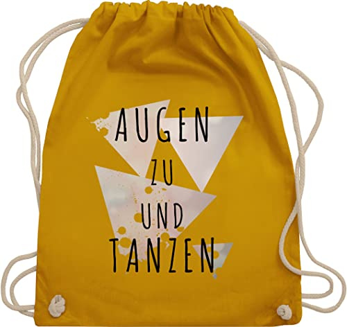 Shirtracer Turnbeutel Rucksack - Festival Zubehör - Augen zu und tanzen - Unisize - Senfgelb - hipster bag festivalbeutel konzert tanz beutel tanzbeutel festival-bag festivals dance stoffrucksack
